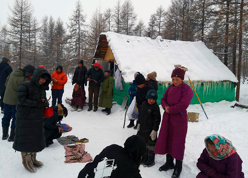 souvineer shop at tsaatan reindeer winter camp